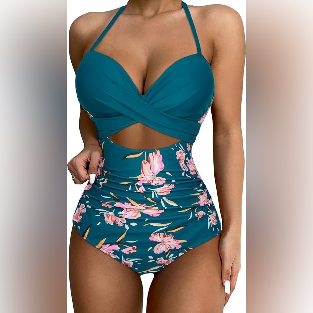 Wrap Cut Out One Piece Swimsuit High Waisted Monokini